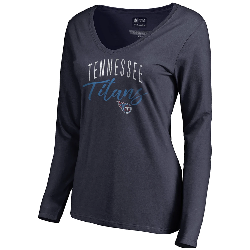 Women's Navy Tennessee Titans Graceful Long Sleeve V-Neck T-Shirt