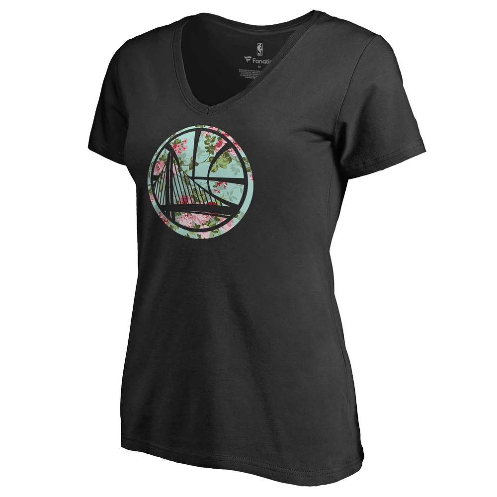 Women's Black Golden State Warriors Lovely V-Neck T-Shirt