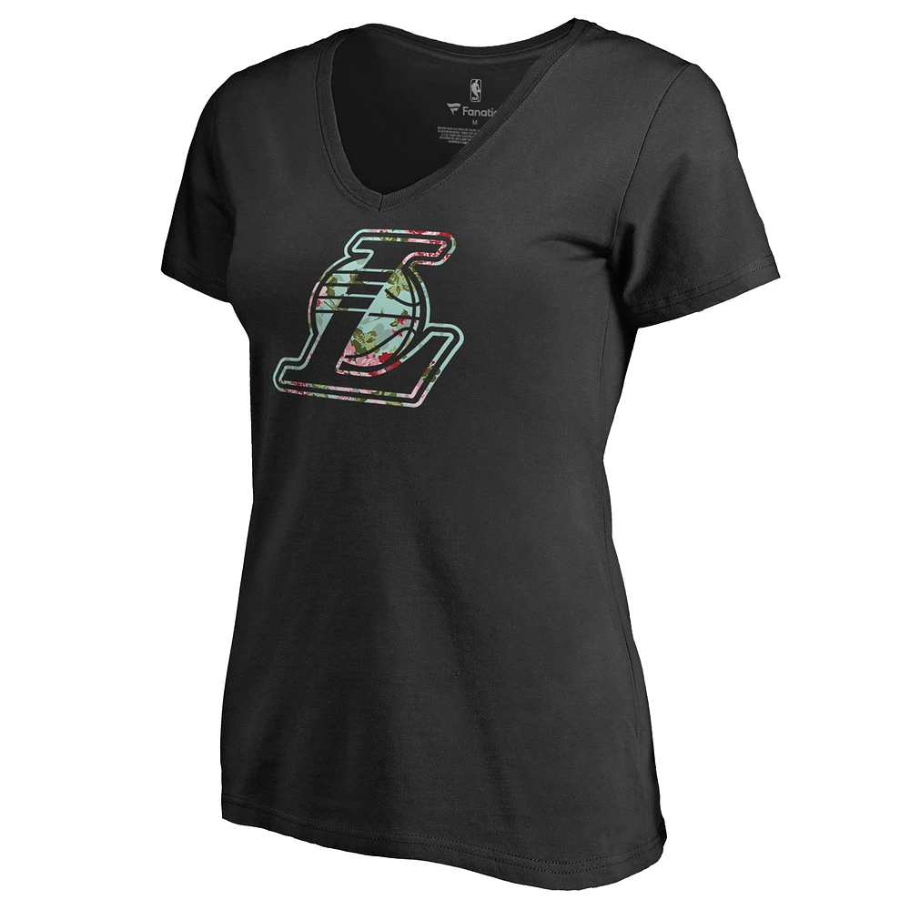 Women's Black Los Angeles Lakers Lovely V-Neck T-Shirt