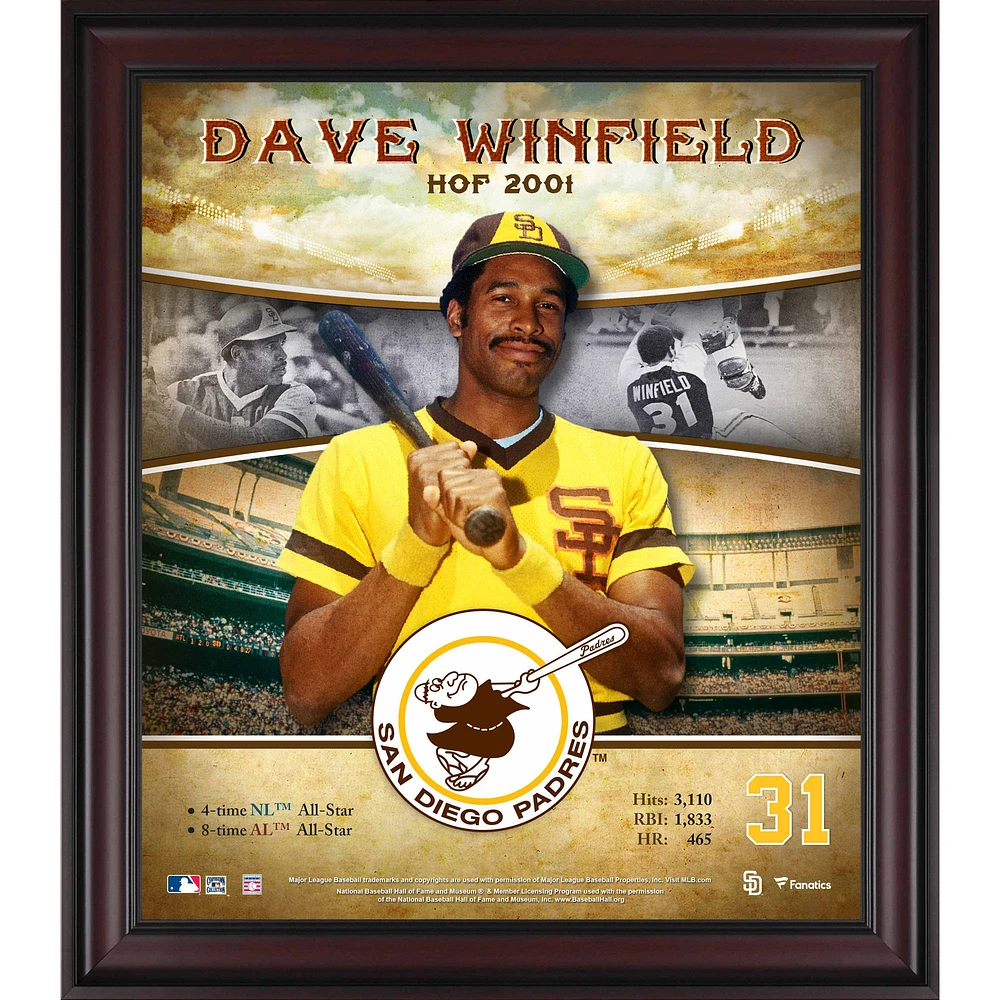 Dave Winfield San Diego Padres Framed 15" x 17" Hall of Fame Career Profile