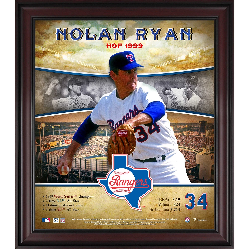 Nolan Ryan Texas Rangers Framed 15" x 17" Hall of Fame Career Profile