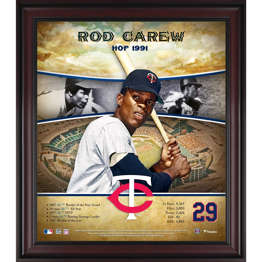 Rod Carew Minnesota Twins Framed 15" x 17" Hall of Fame Career Profile