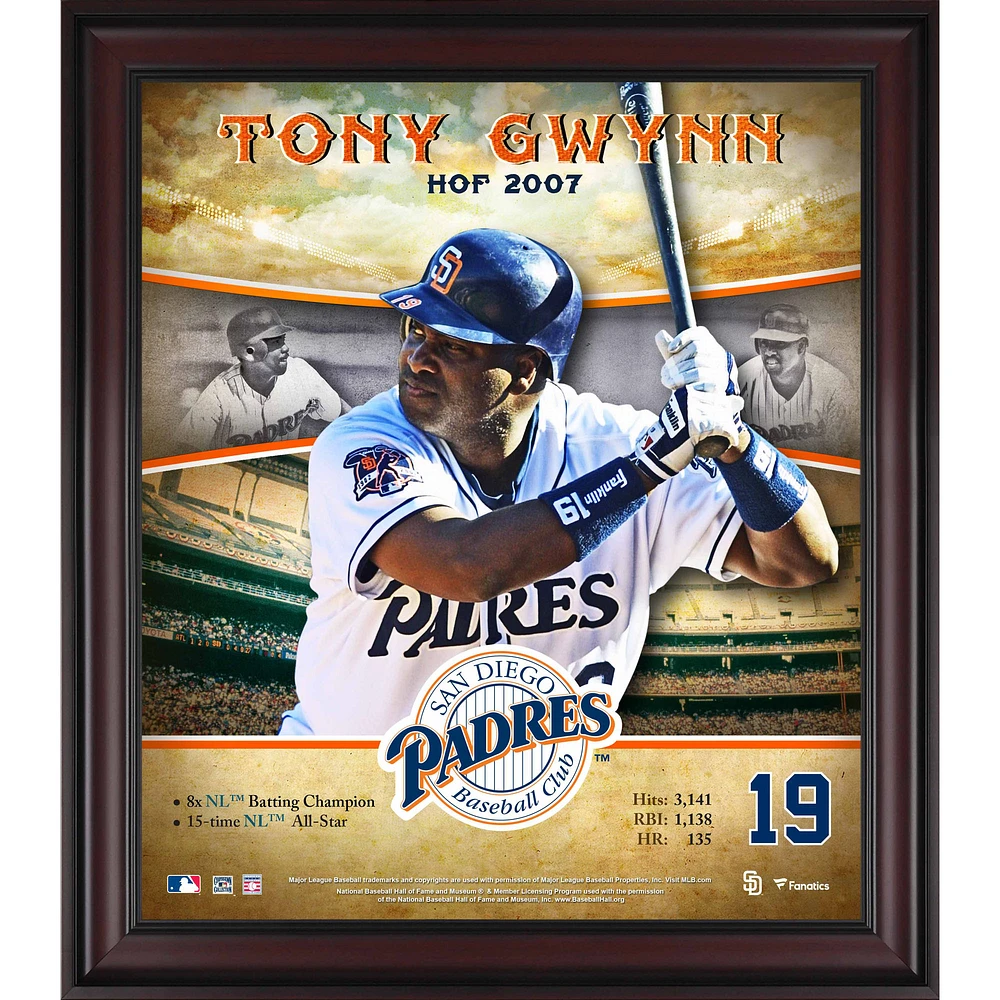 Tony Gwynn San Diego Padres Framed 15" x 17" Hall of Fame Career Profile