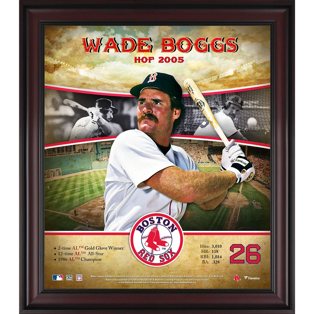 Wade Boggs Boston Red Sox Framed 15" x 17" Hall of Fame Career Profile