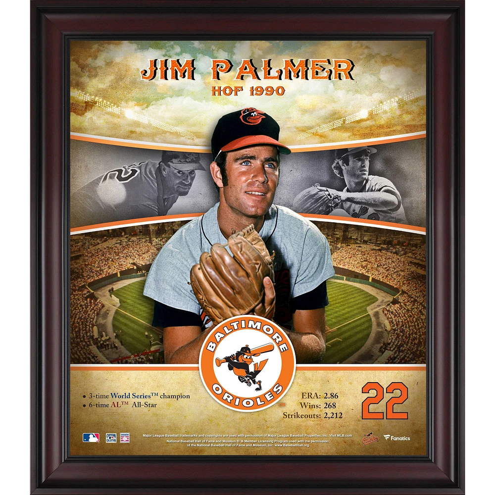 Jim Palmer Baltimore Orioles Framed 15" x 17" Hall of Fame Career Profile