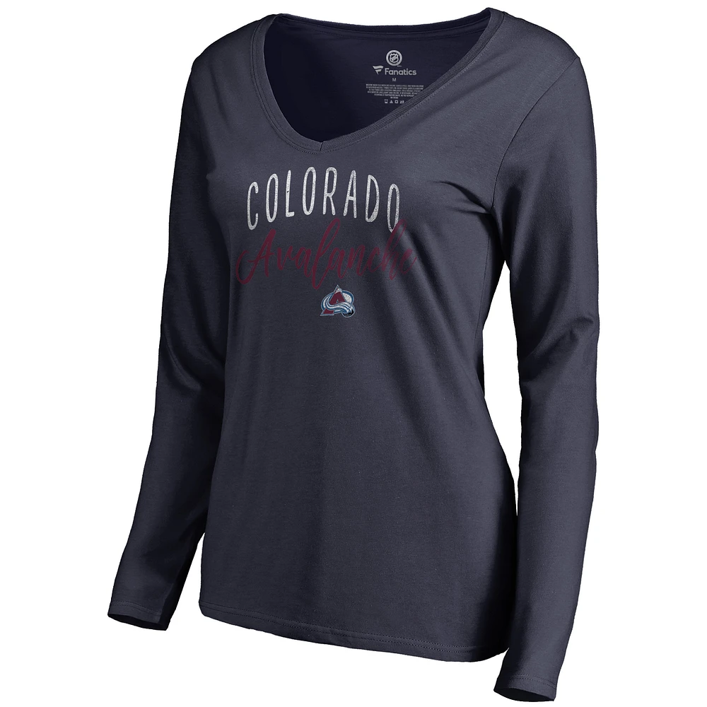 Women's Navy Colorado Avalanche Graceful Long Sleeve V-Neck T-Shirt
