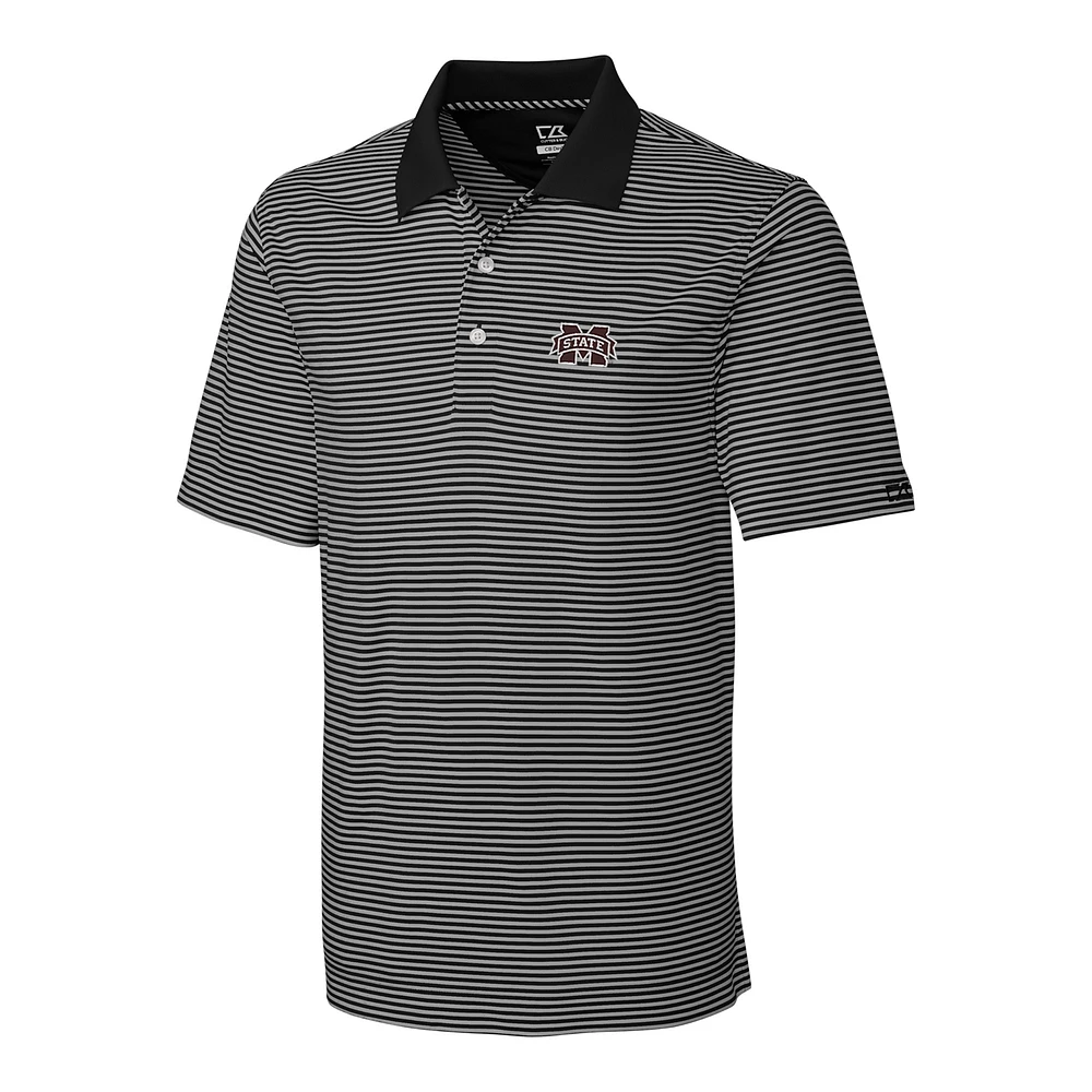 Men's Cutter & Buck Black/Gray Mississippi State Bulldogs Big & Tall Trevor Stripe DryTec Polo