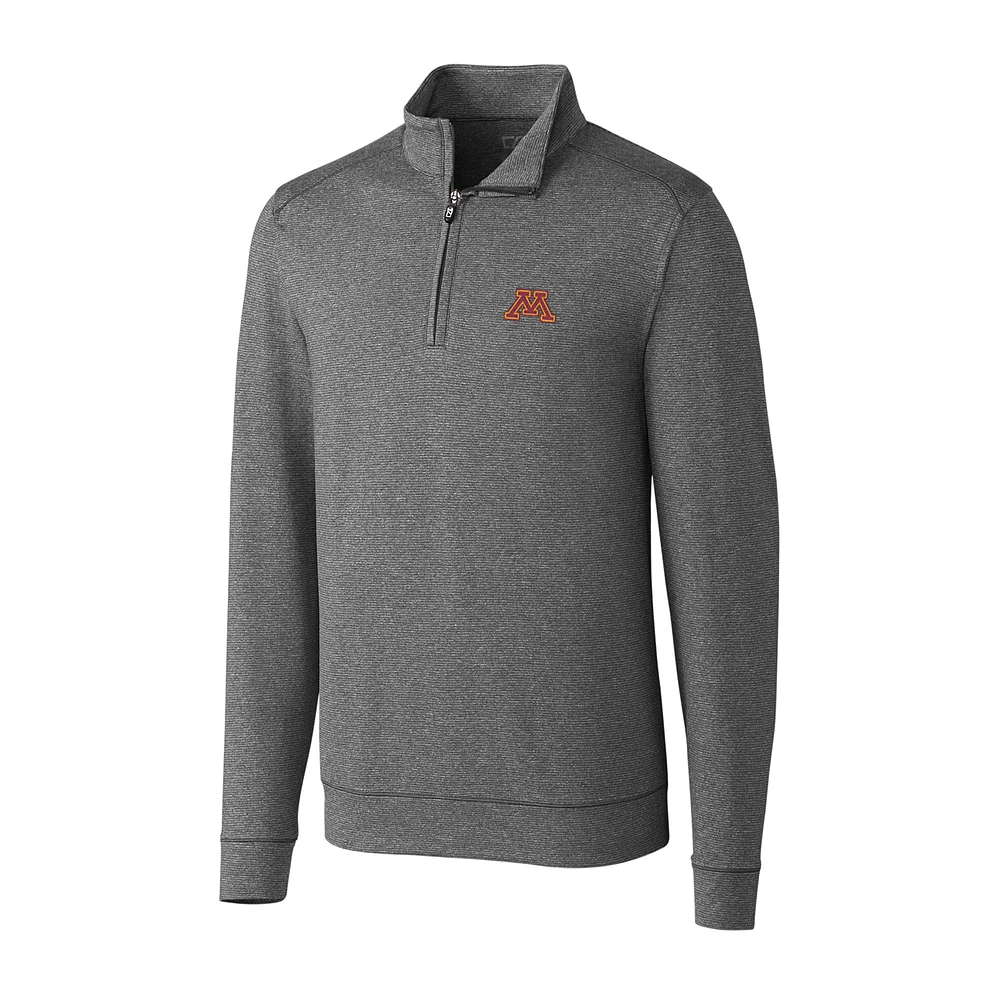 Men's Cutter & Buck Heather Charcoal Minnesota Golden Gophers Big & Tall Shoreline Half-Zip Jacket
