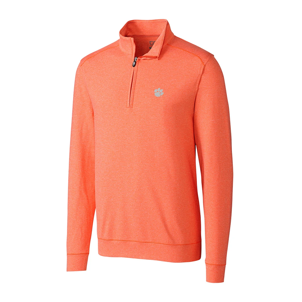 Men's Cutter & Buck Heather Orange Clemson Tigers Big & Tall Shoreline Half-Zip Jacket