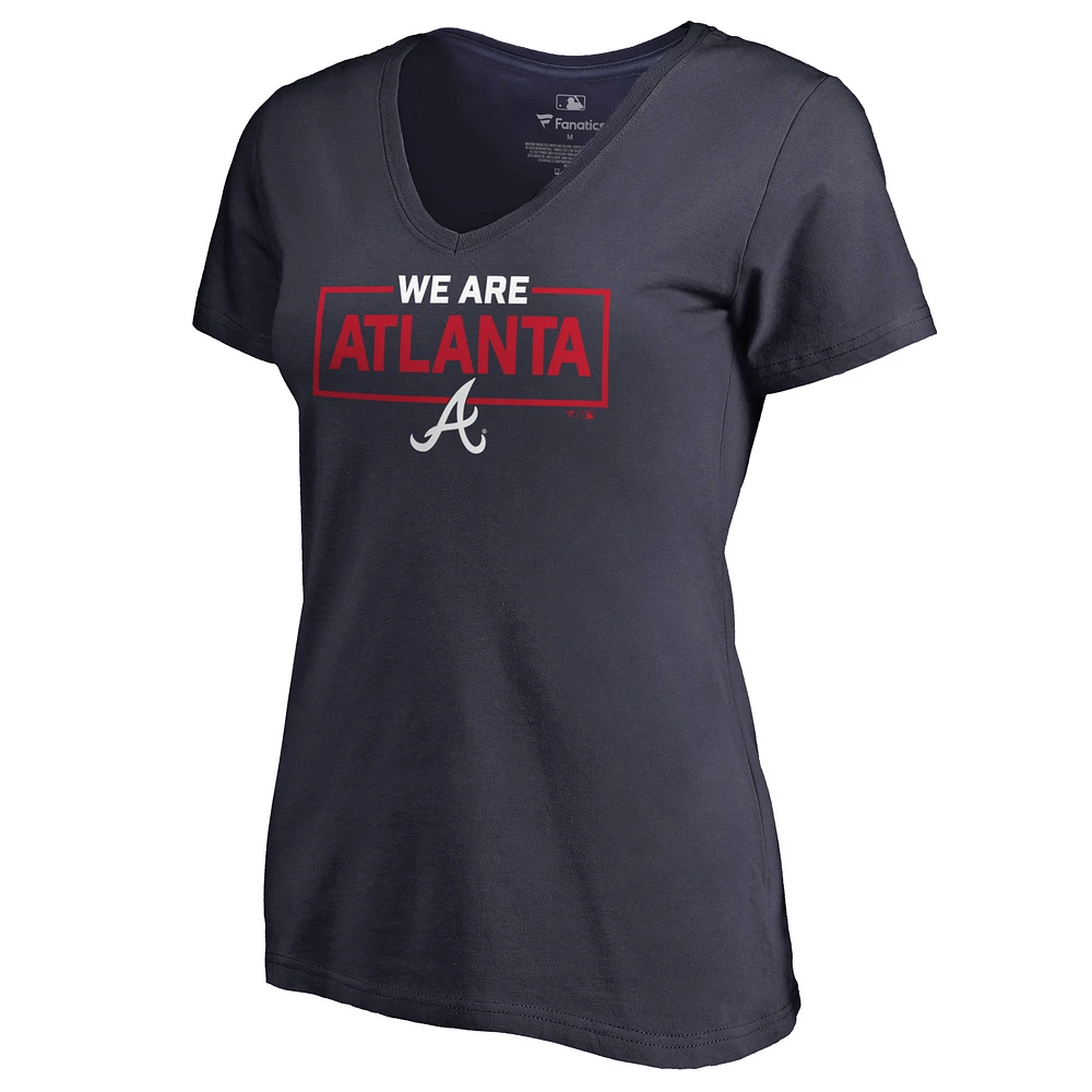Women's Navy Atlanta Braves We Are Icon V-Neck T-Shirt