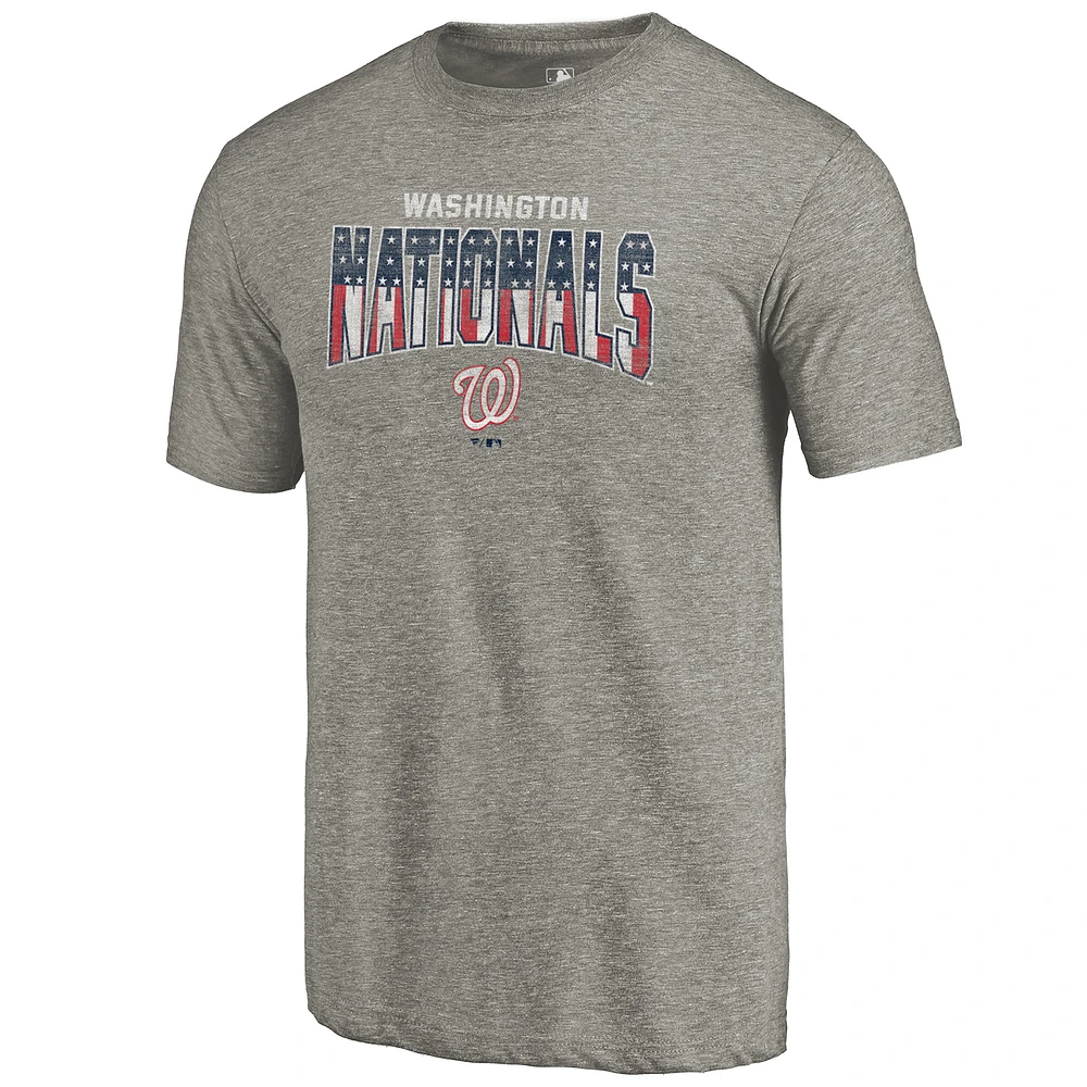 Men's Fanatics Gray Washington Nationals 2018 Stars & Stripes Freedom Tri-Blend T-Shirt