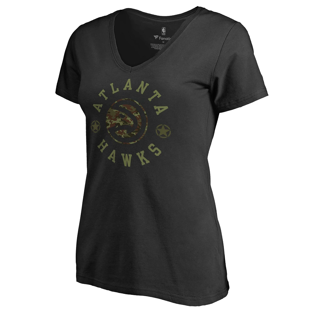 Women's Black Atlanta Hawks Liberty V-Neck T-Shirt