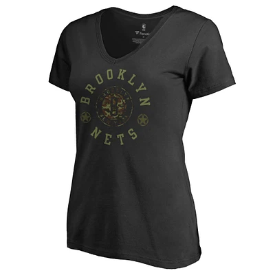Women's Black Brooklyn Nets Liberty V-Neck T-Shirt