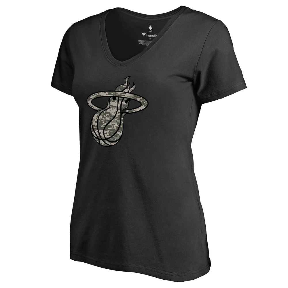 Women's Black Miami Heat Cloak Camo V-Neck T-Shirt