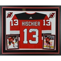 Nico Hischier New Jersey Devils Autographed Deluxe Framed Red adidas Authentic Jersey