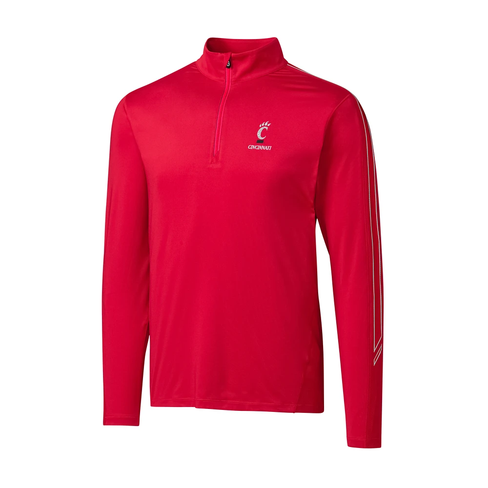 Men's Cutter & Buck Red Cincinnati Bearcats DryTec Pennant Sport Half-Zip Pullover Jacket