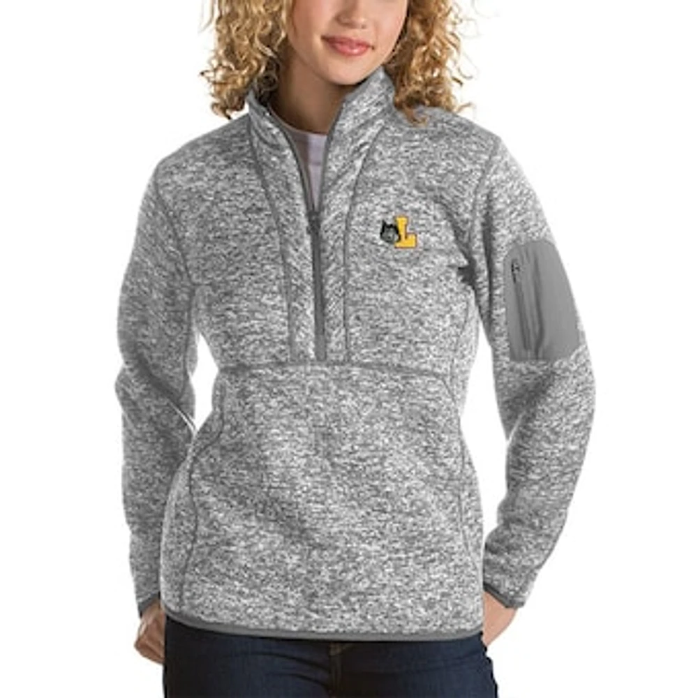 Women's Antigua Gray Loyola Chicago Ramblers Fortune Half-Zip Pullover Sweater