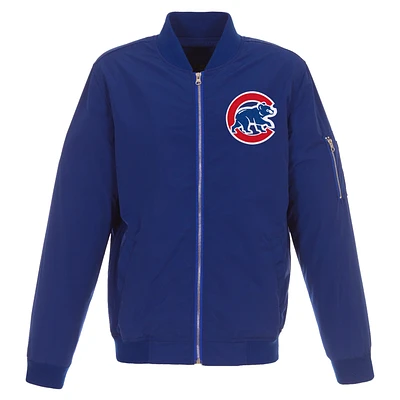 Men's JH Design Royal Chicago Cubs Lightweight Nylon Bomber Jacket