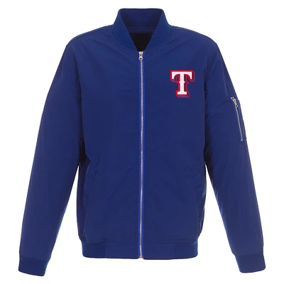 Men's JH Design Royal Texas Rangers Lightweight Nylon Bomber Jacket