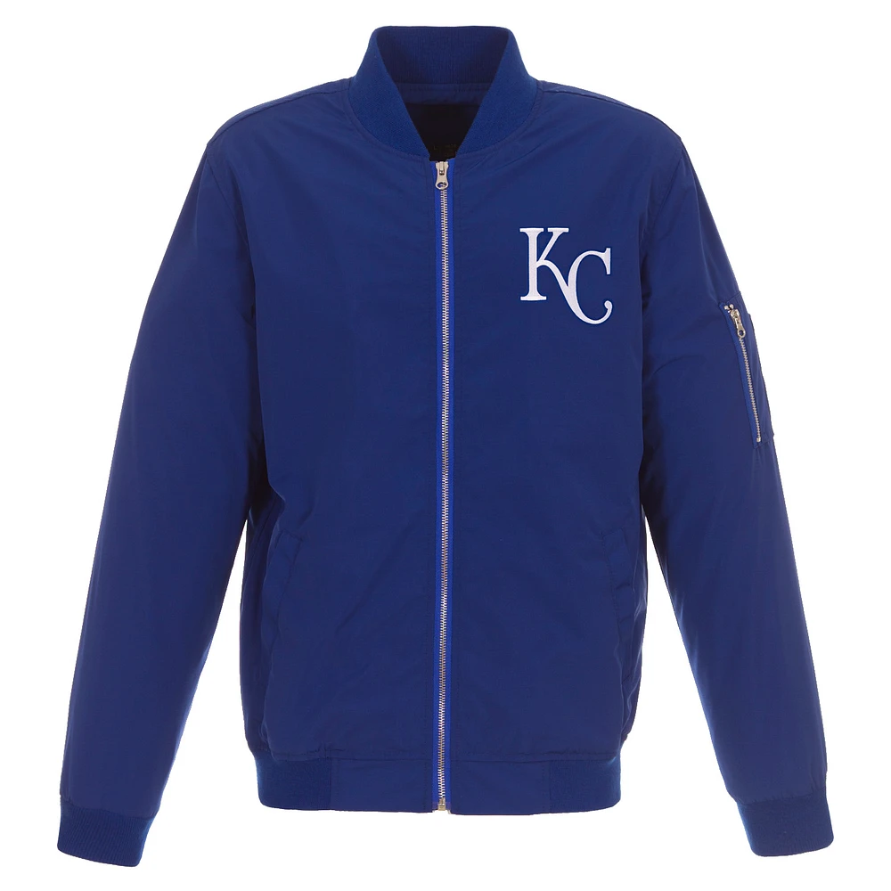 Men's JH Design Royal Kansas City Royals Lightweight Nylon Bomber Jacket