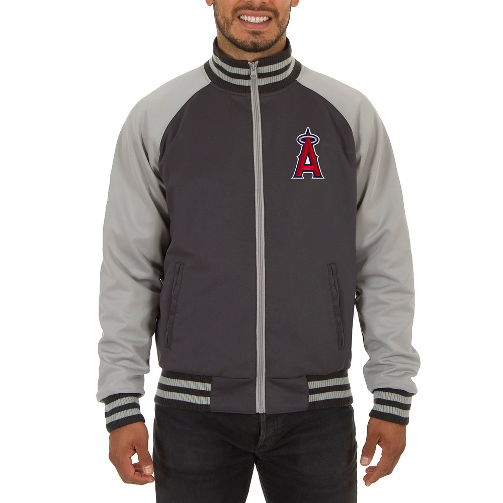 Men's JH Design Gray Los Angeles Angels Reversible Track Jacket