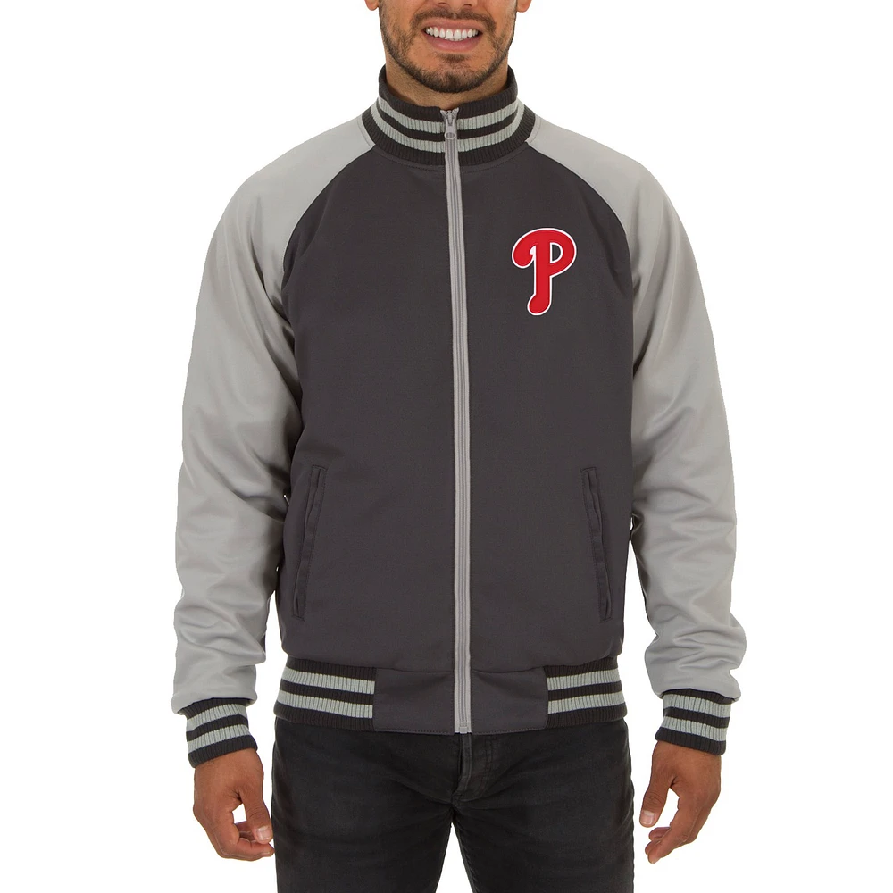 Men's JH Design Gray Philadelphia Phillies Reversible Track Jacket