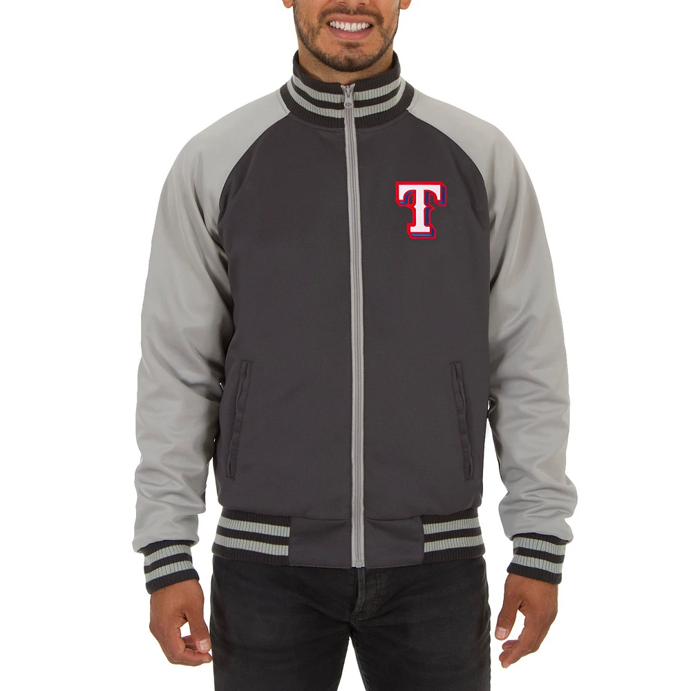 Men's JH Design Gray Texas Rangers Reversible Track Jacket