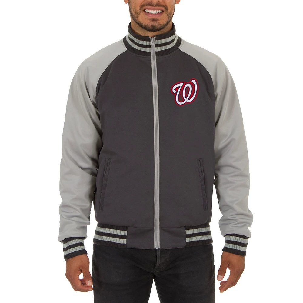 Men's JH Design Gray Washington Nationals Reversible Track Jacket