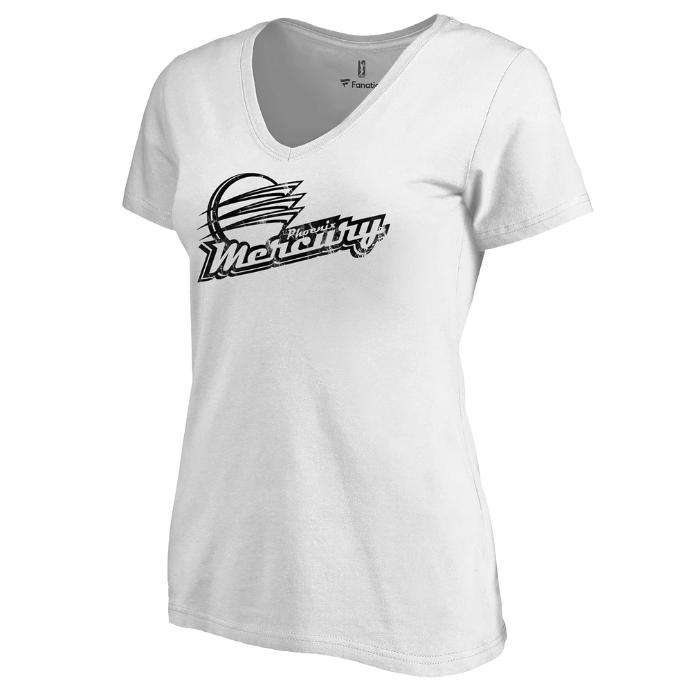 Women's White Phoenix Mercury Marble V-Neck T-Shirt