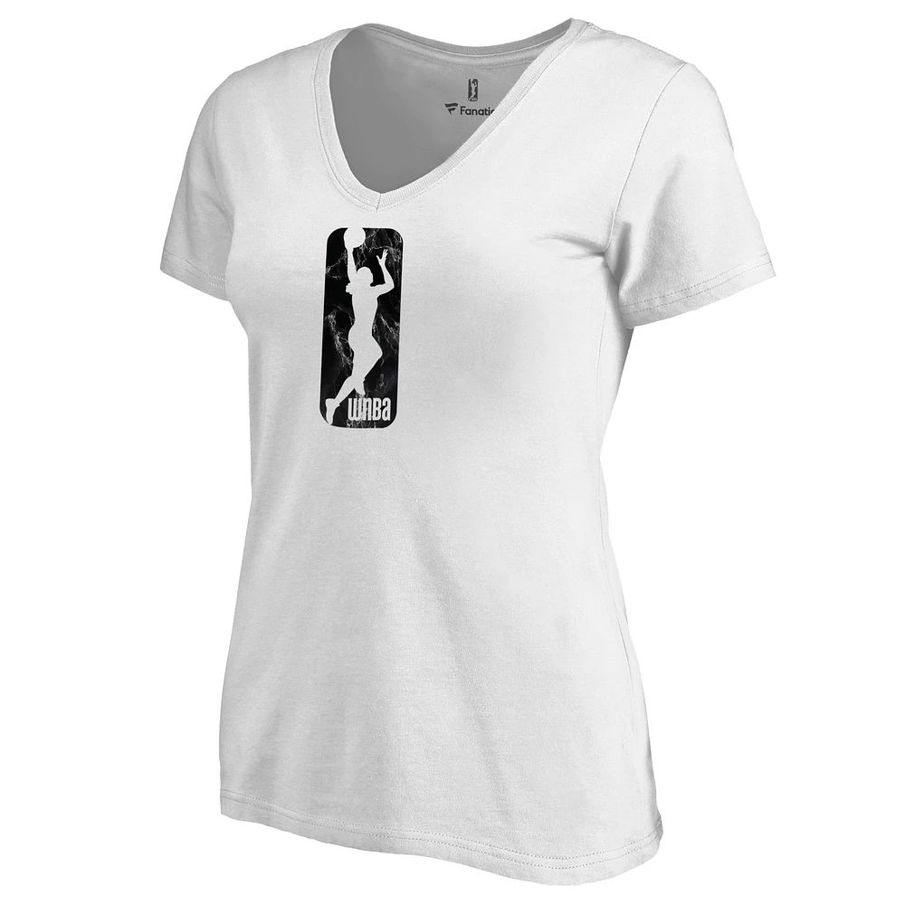 Women's White WNBA Marble V-Neck T-Shirt