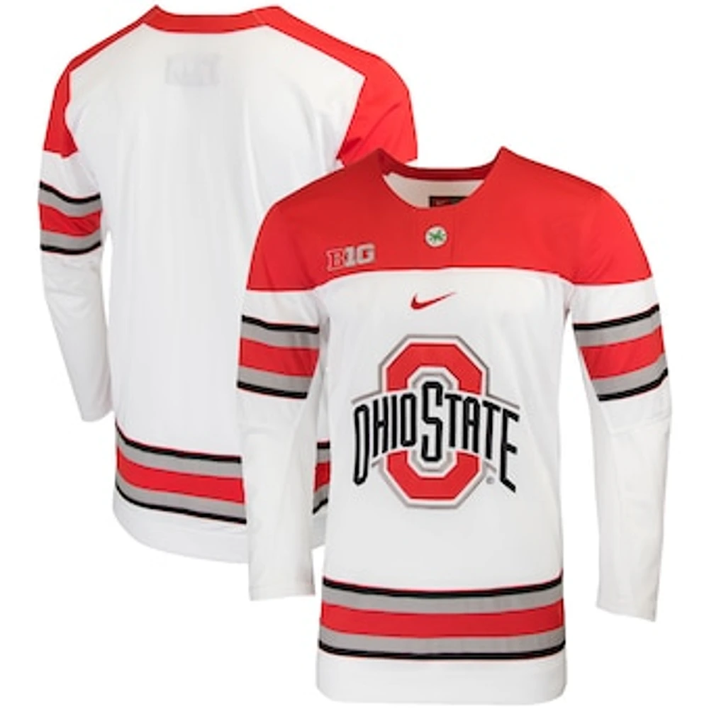 Men's Nike White Ohio State Buckeyes Replica College Hockey Jersey