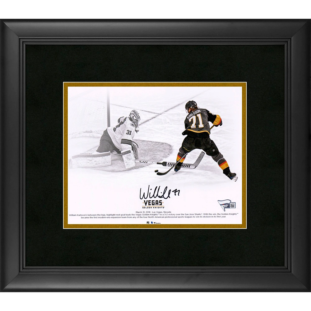 William Karlsson Vegas Golden Knights Framed Autographed 8" x 10" Goal Between Legs Spotlight Photograph