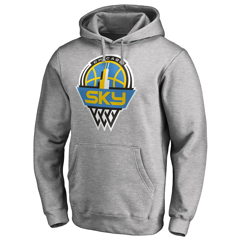 Men's Heathered Gray Chicago Sky Primary Logo Pullover Hoodie