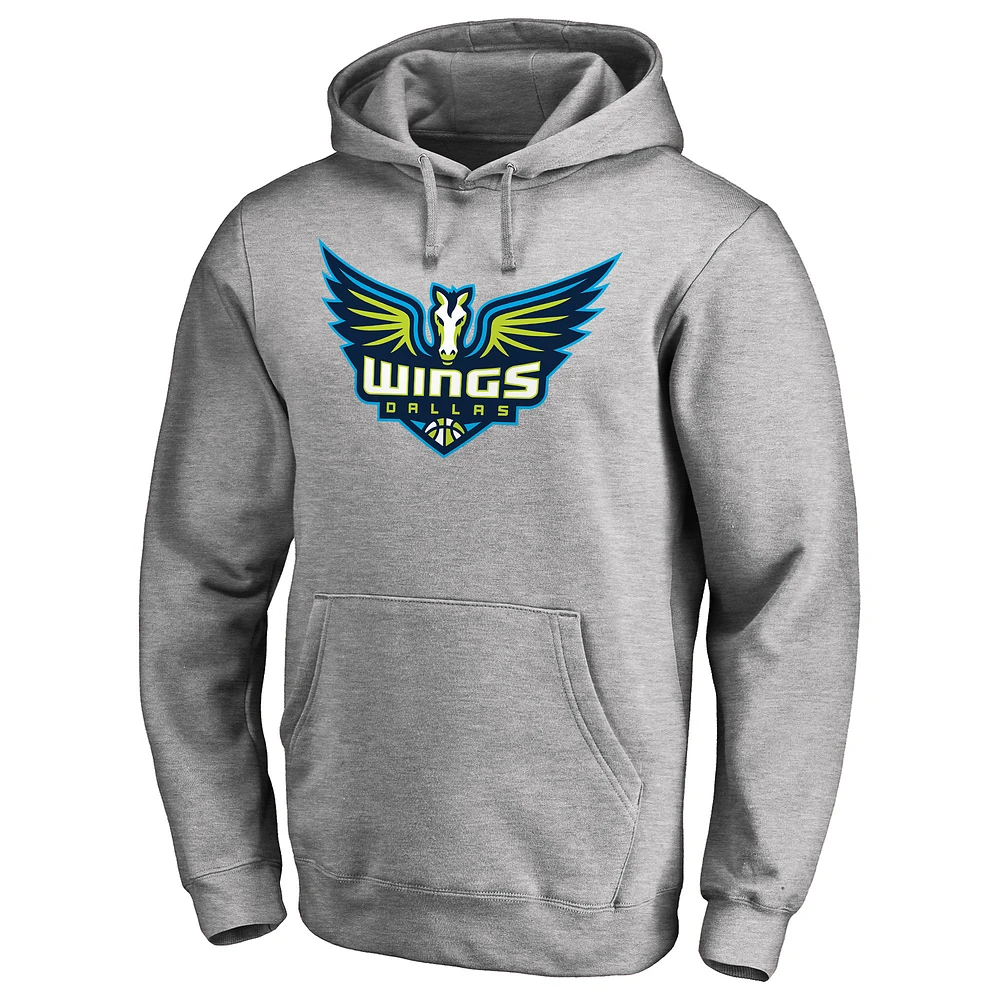 Men's Heathered Gray Dallas Wings Primary Logo Pullover Hoodie