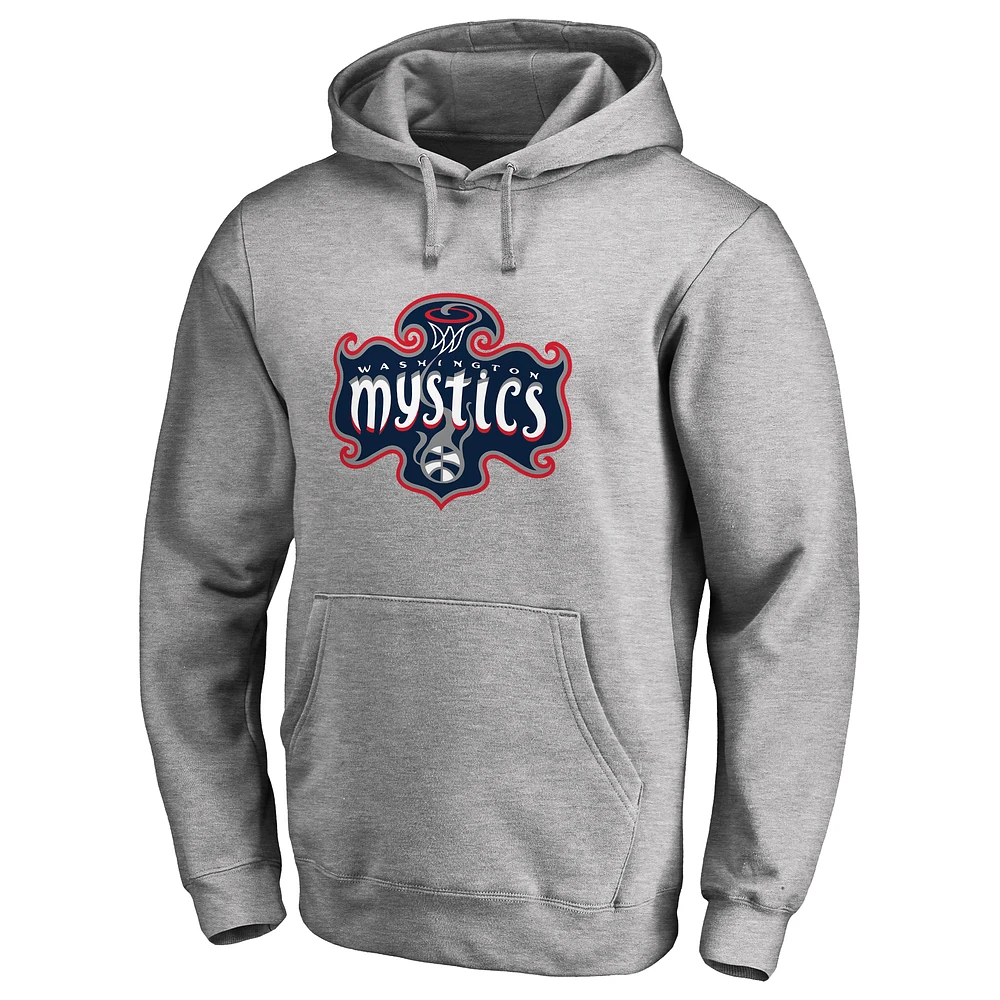 Men's Heathered Gray Washington Mystics Primary Logo Pullover Hoodie