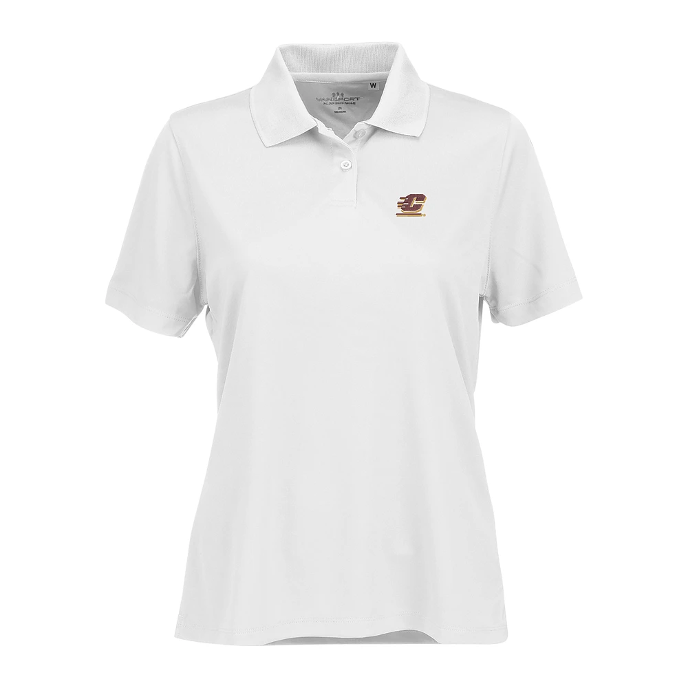 Women's White Cent. Michigan Chippewas Vansport Omega Plus Size Tech Polo
