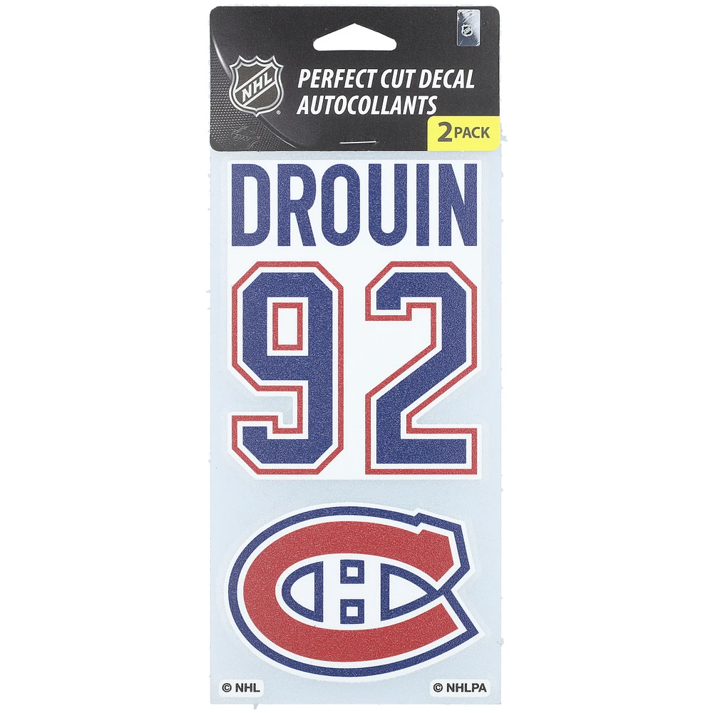 WinCraft Jonathan Drouin Montreal Canadiens 2-Pack 4" x 8" Perfect Cut Player Decals