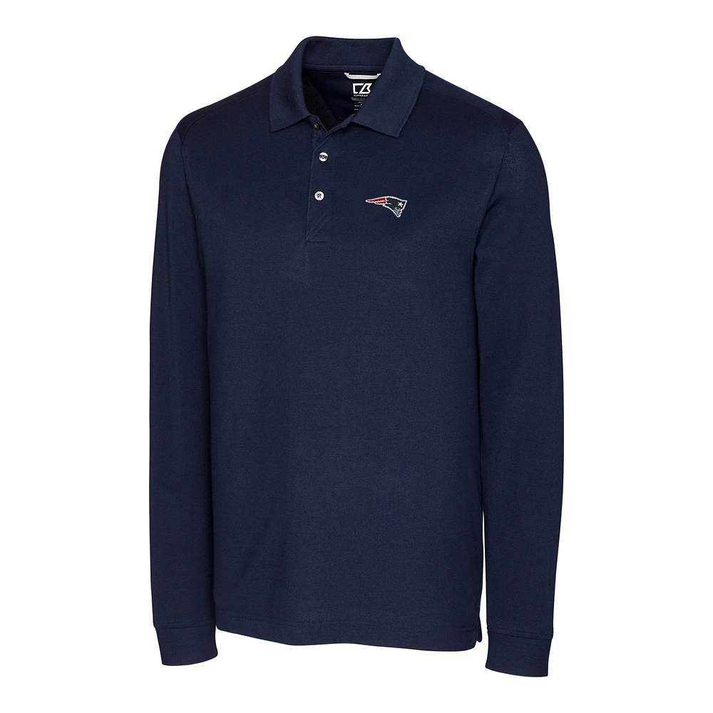 Men's Cutter & Buck Navy New England Patriots Big Tall Advantage Long Sleeve Polo