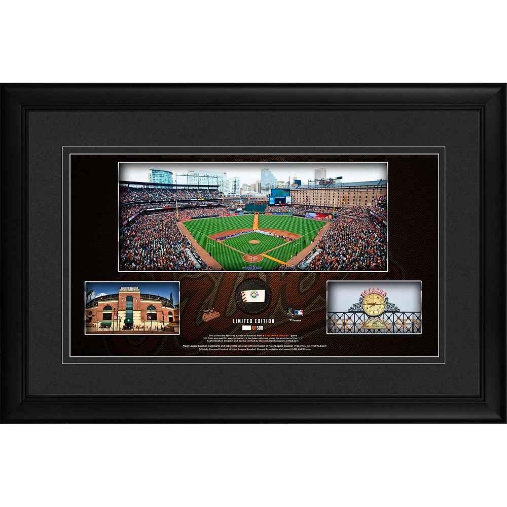 Baltimore Orioles Framed 10" x 18" Stadium Panoramic Collage with a Piece of Game-Used Baseball - Limited Edition of 500