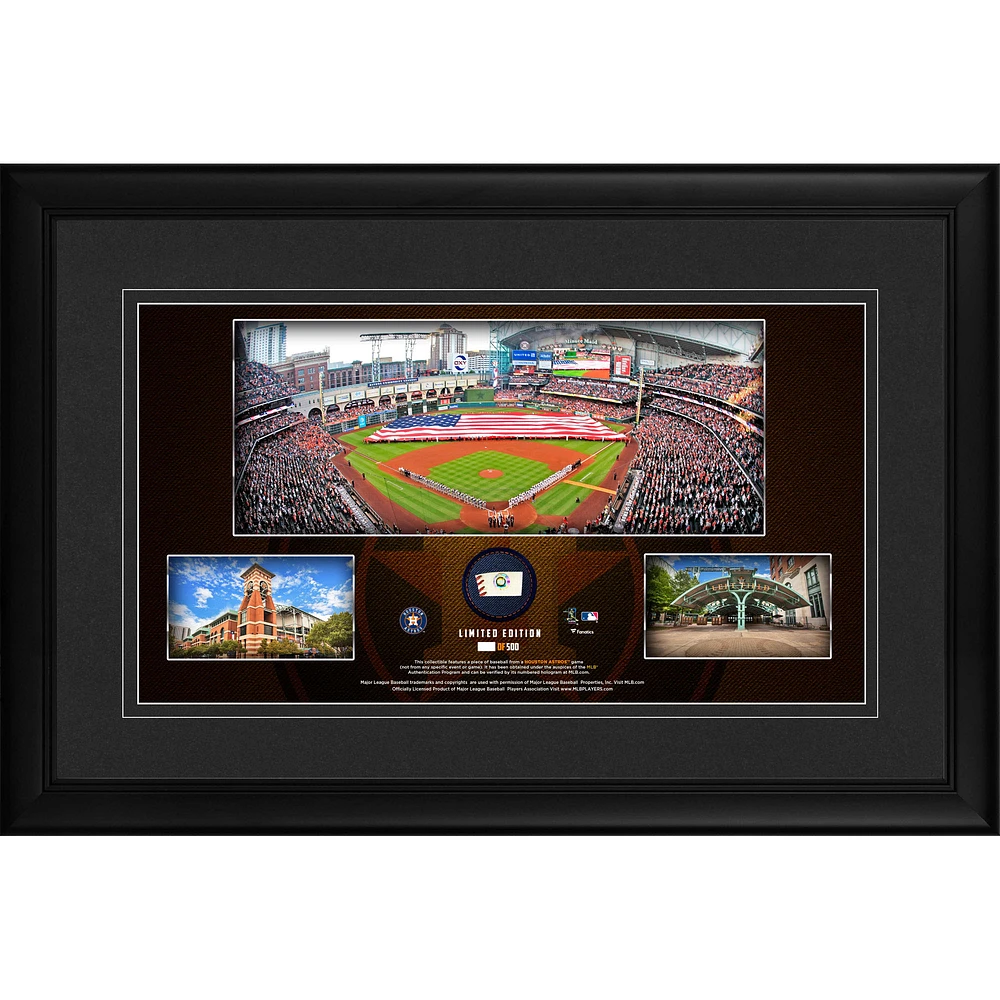 Houston Astros Framed 10" x 18" Stadium Panoramic Collage with a Piece of Game-Used Baseball - Limited Edition of 500