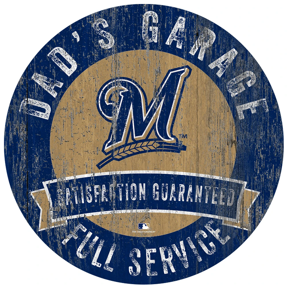 Milwaukee Brewers 12" x 12" Dad's Garage Sign