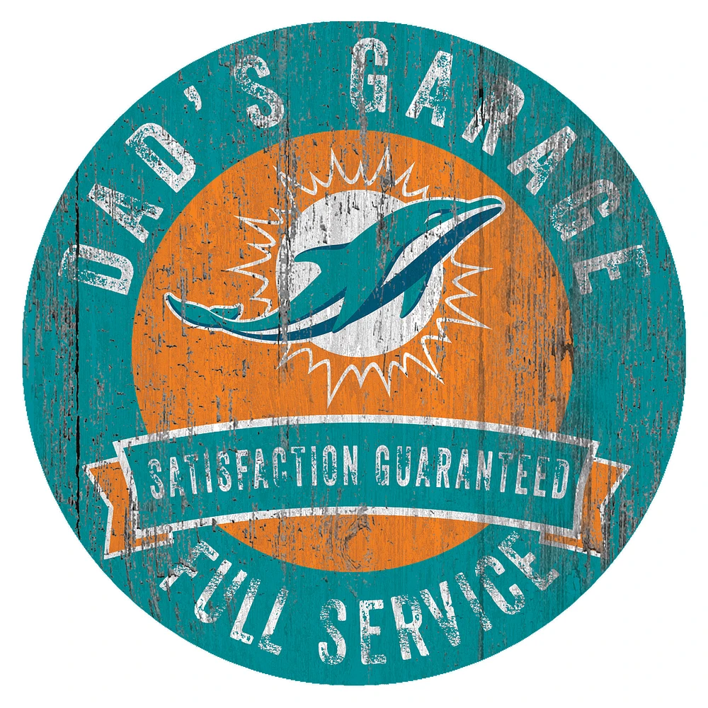 Miami Dolphins 12" x 12" Dad's Garage Sign