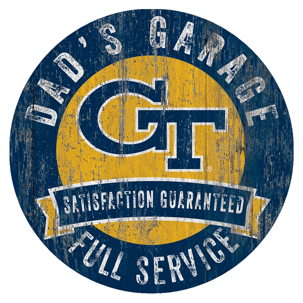GA Tech Yellow Jackets 12" x 12" Dad's Garage Sign