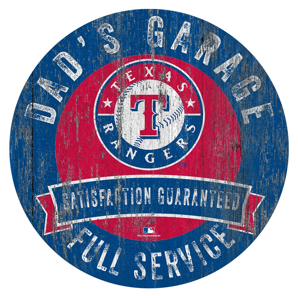 Texas Rangers 12" x 12" Dad's Garage Sign