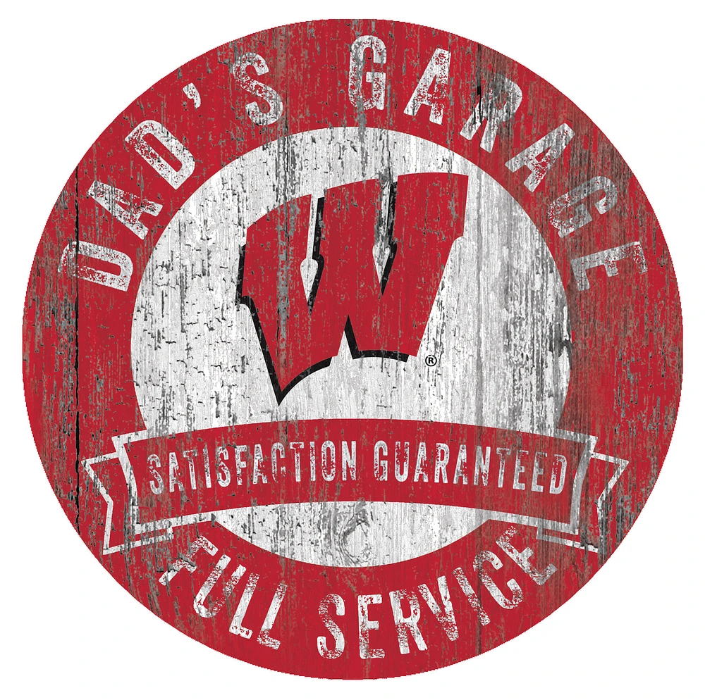 Wisconsin Badgers 12" x 12" Dad's Garage Sign