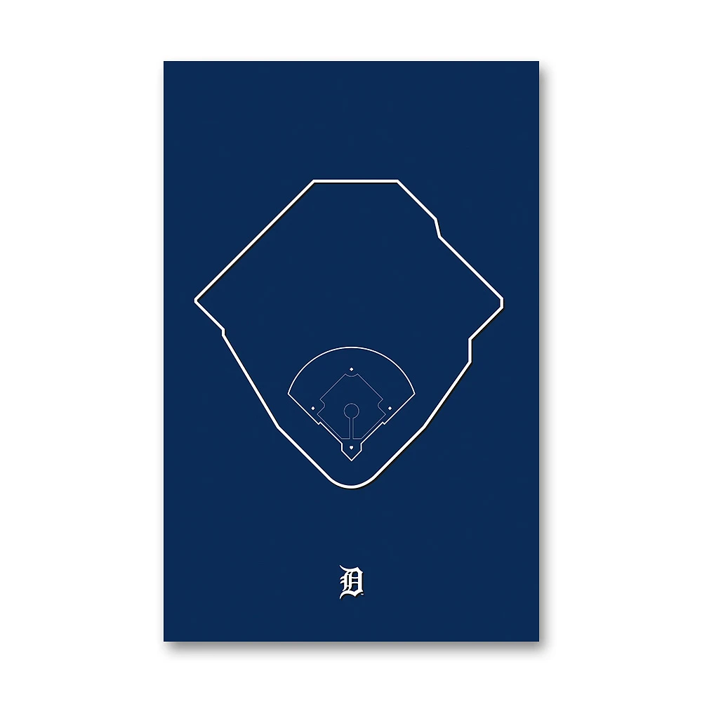 Detroit Tigers Comerica Park 11" x 17" Ballpark Outline Art Poster