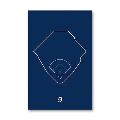 Detroit Tigers Comerica Park 11" x 17" Ballpark Outline Art Poster