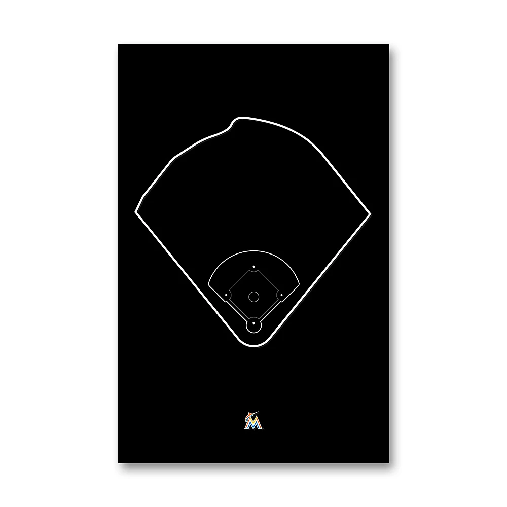 Miami Marlins Marlins Park 11" x 17" Ballpark Outline Art Poster
