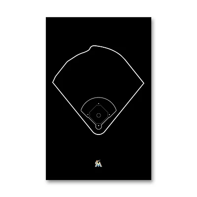 Miami Marlins Marlins Park 11" x 17" Ballpark Outline Art Poster