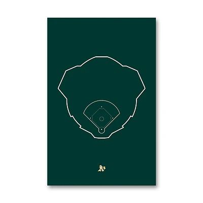 Athletics Coliseum 11" x 17" Ballpark Outline Art Poster